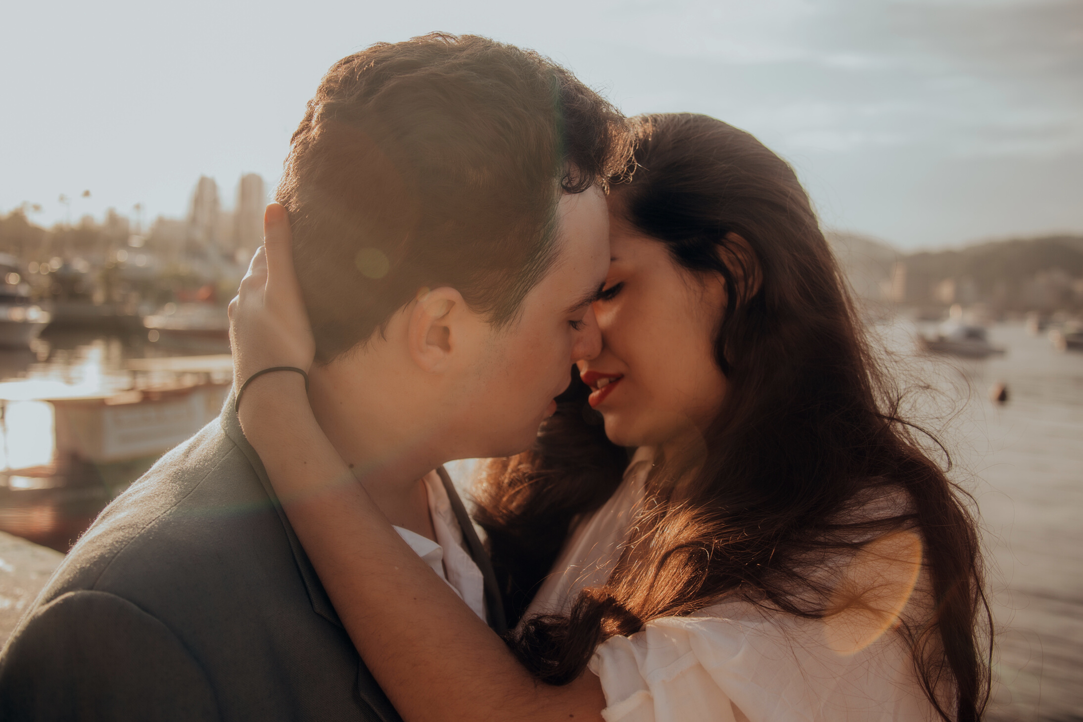 Couple Kissing at the Dock