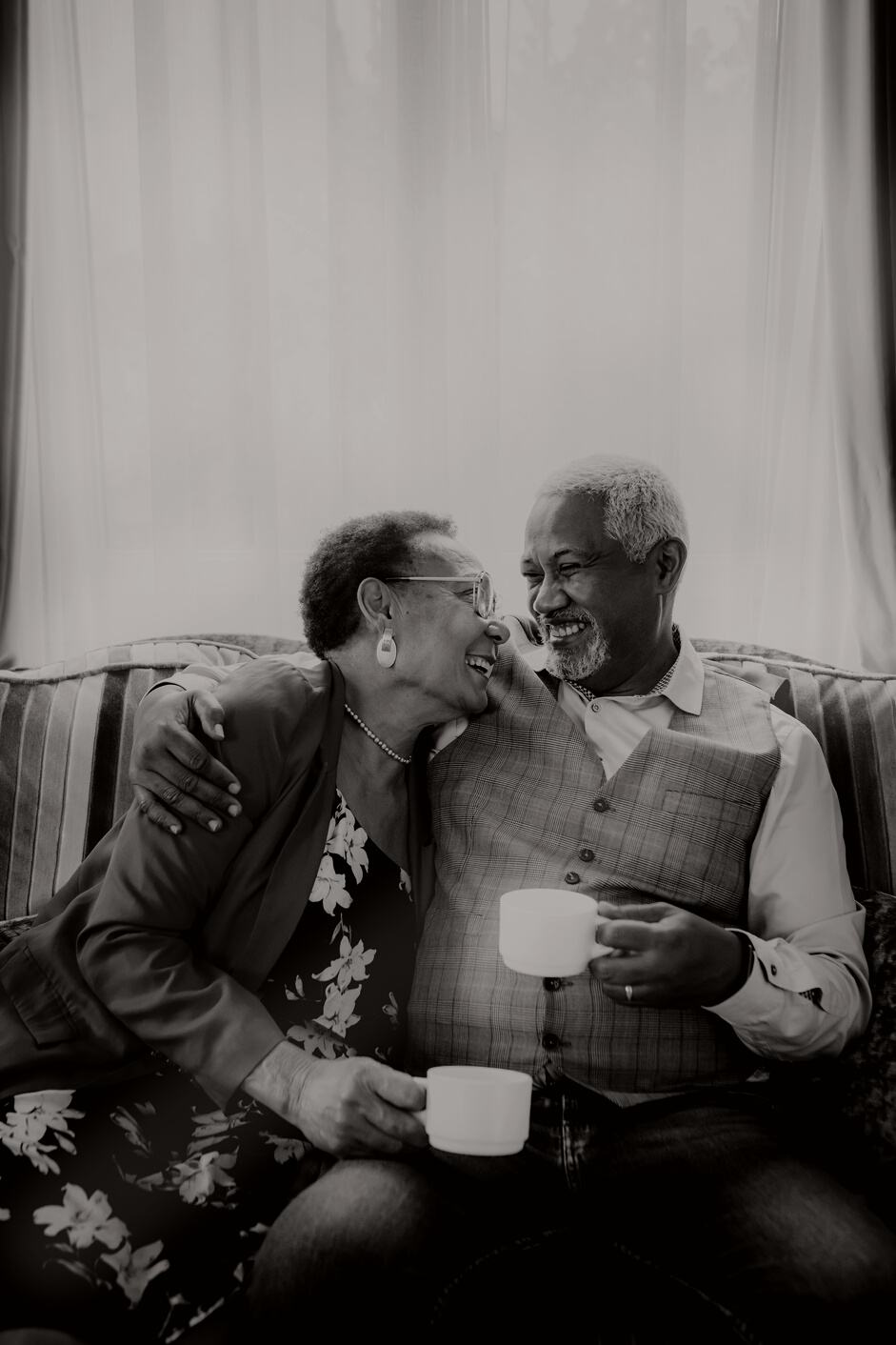 Lovely Elderly Couple Having Coffee